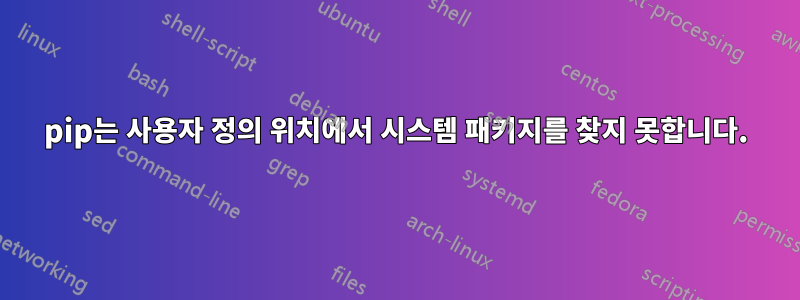 pip는 사용자 정의 위치에서 시스템 패키지를 찾지 못합니다.