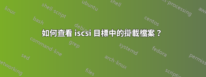 如何查看 iscsi 目標中的掛載檔案？