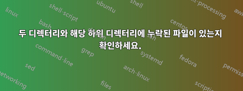 두 디렉터리와 해당 하위 디렉터리에 누락된 파일이 있는지 확인하세요.