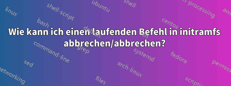 Wie kann ich einen laufenden Befehl in initramfs abbrechen/abbrechen?