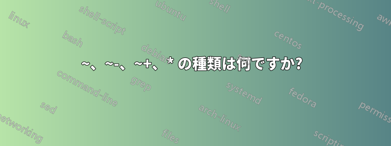 ~、~-、~+、* の種類は何ですか? 