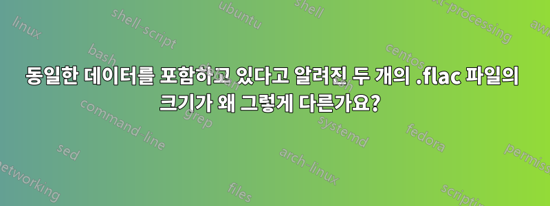 동일한 데이터를 포함하고 있다고 알려진 두 개의 .flac 파일의 크기가 왜 그렇게 다른가요? 