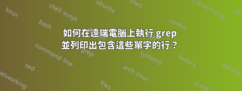 如何在遠端電腦上執行 grep 並列印出包含這些單字的行？