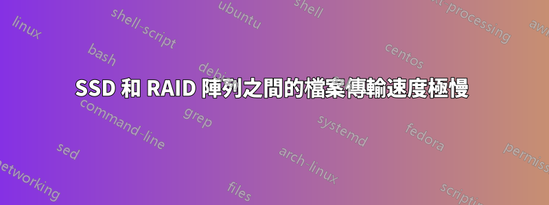 SSD 和 RAID 陣列之間的檔案傳輸速度極慢