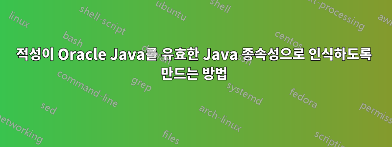 적성이 Oracle Java를 유효한 Java 종속성으로 인식하도록 만드는 방법