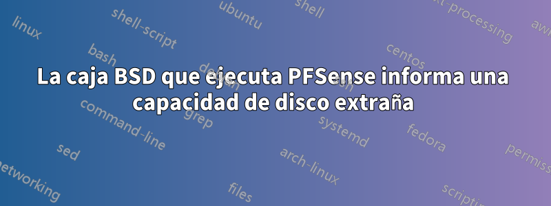 La caja BSD que ejecuta PFSense informa una capacidad de disco extraña