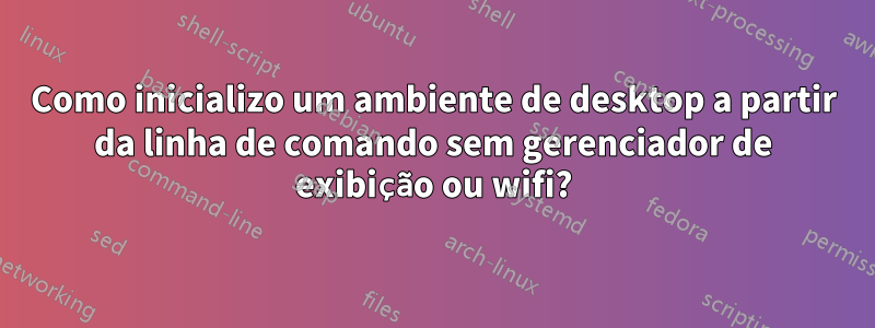 Como inicializo um ambiente de desktop a partir da linha de comando sem gerenciador de exibição ou wifi?