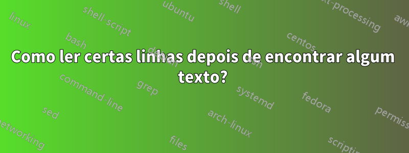 Como ler certas linhas depois de encontrar algum texto?