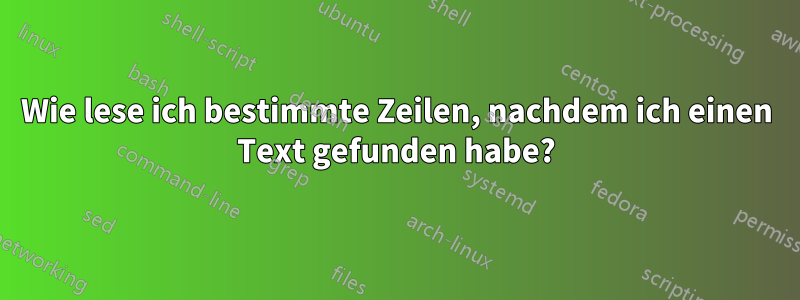 Wie lese ich bestimmte Zeilen, nachdem ich einen Text gefunden habe?