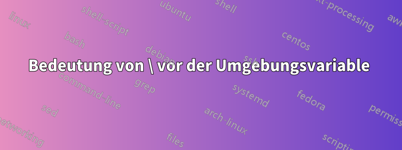 Bedeutung von \ vor der Umgebungsvariable