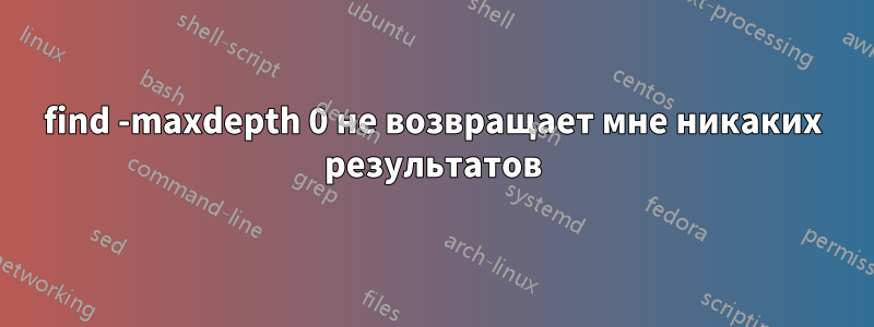 find -maxdepth 0 не возвращает мне никаких результатов