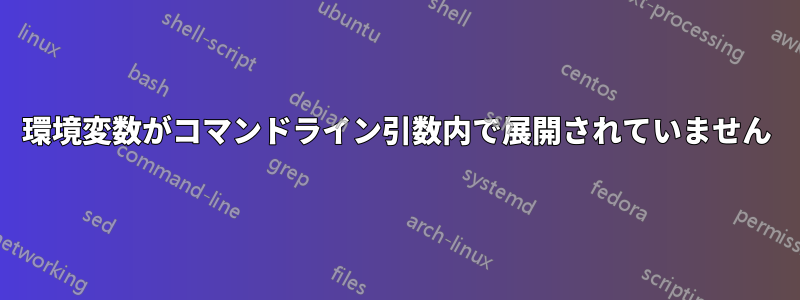 環境変数がコマンドライン引数内で展開されていません