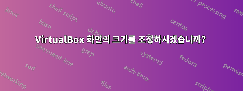 VirtualBox 화면의 크기를 조정하시겠습니까?