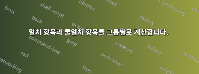 일치 항목과 불일치 항목을 그룹별로 계산합니다.