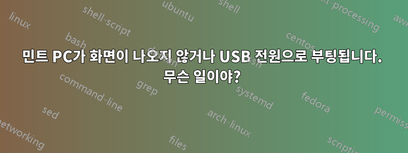 민트 PC가 화면이 나오지 않거나 USB 전원으로 부팅됩니다. 무슨 일이야?