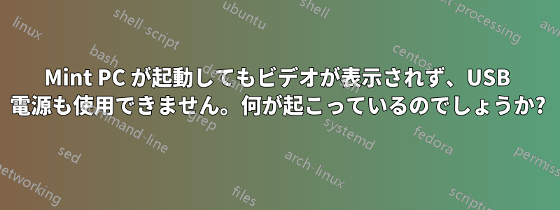 Mint PC が起動してもビデオが表示されず、USB 電源も使用できません。何が起こっているのでしょうか?