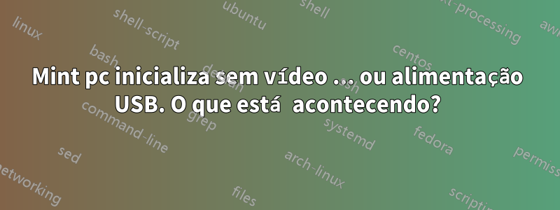 Mint pc inicializa sem vídeo ... ou alimentação USB. O que está acontecendo?