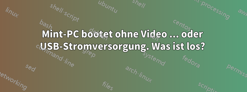 Mint-PC bootet ohne Video ... oder USB-Stromversorgung. Was ist los?