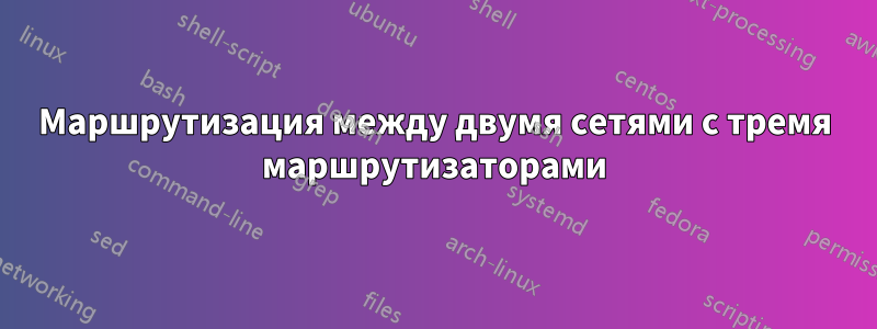 Маршрутизация между двумя сетями с тремя маршрутизаторами