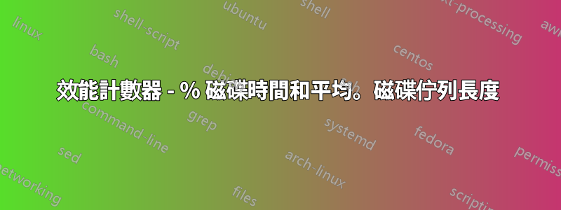 效能計數器 - % 磁碟時間和平均。磁碟佇列長度