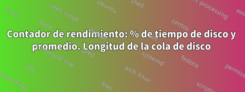 Contador de rendimiento: % de tiempo de disco y promedio. Longitud de la cola de disco