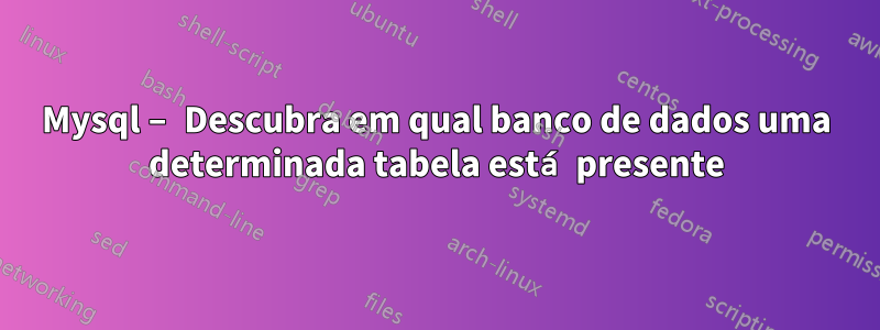 Mysql – Descubra em qual banco de dados uma determinada tabela está presente