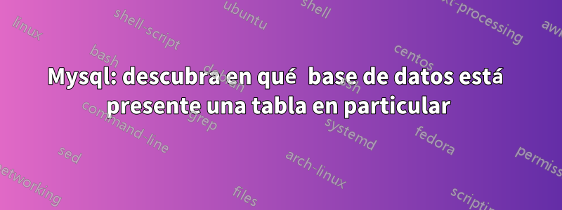 Mysql: descubra en qué base de datos está presente una tabla en particular