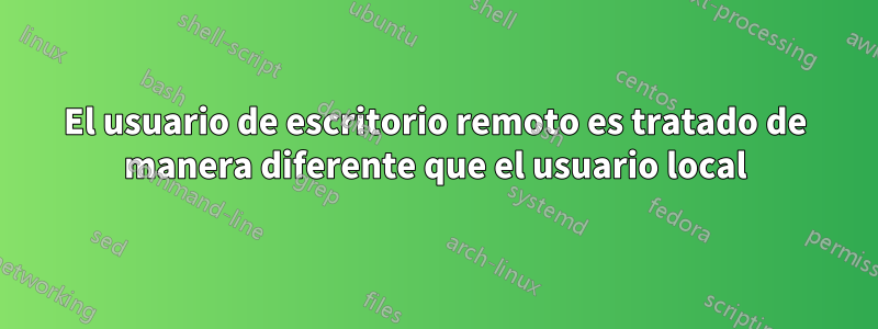 El usuario de escritorio remoto es tratado de manera diferente que el usuario local