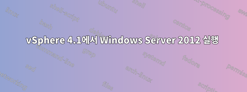 vSphere 4.1에서 Windows Server 2012 실행