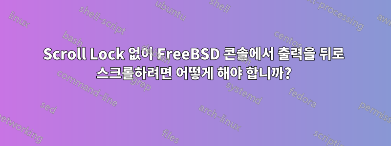 Scroll Lock 없이 FreeBSD 콘솔에서 출력을 뒤로 스크롤하려면 어떻게 해야 합니까?