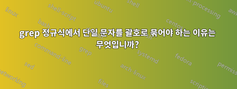 grep 정규식에서 단일 문자를 괄호로 묶어야 하는 이유는 무엇입니까?