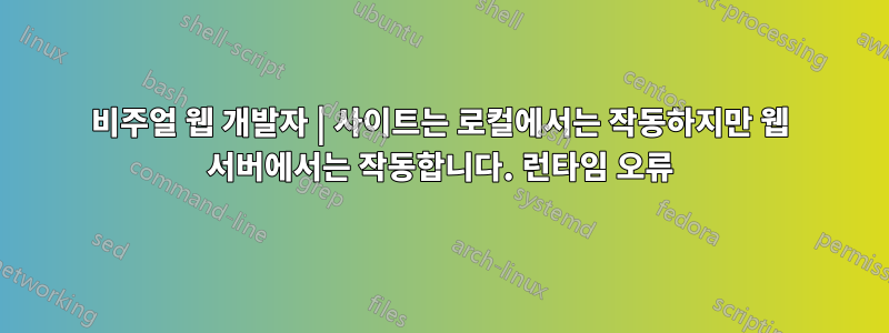 비주얼 웹 개발자 | 사이트는 로컬에서는 작동하지만 웹 서버에서는 작동합니다. 런타임 오류