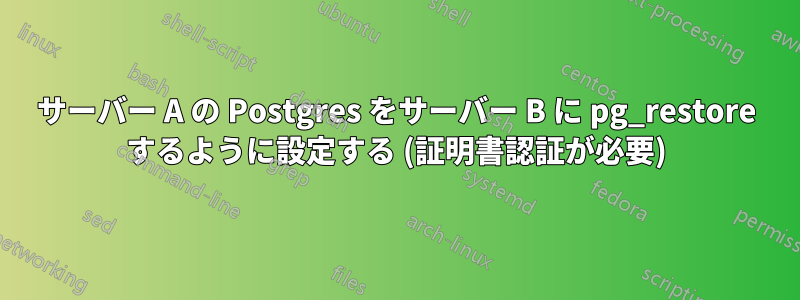 サーバー A の Postgres をサーバー B に pg_restore するように設定する (証明書認証が必要)