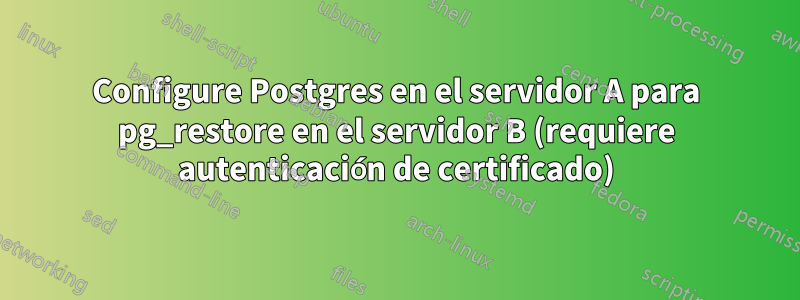 Configure Postgres en el servidor A para pg_restore en el servidor B (requiere autenticación de certificado)