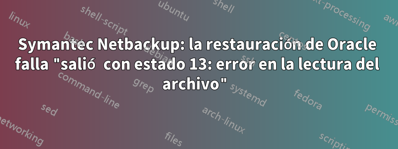 Symantec Netbackup: la restauración de Oracle falla "salió con estado 13: error en la lectura del archivo"