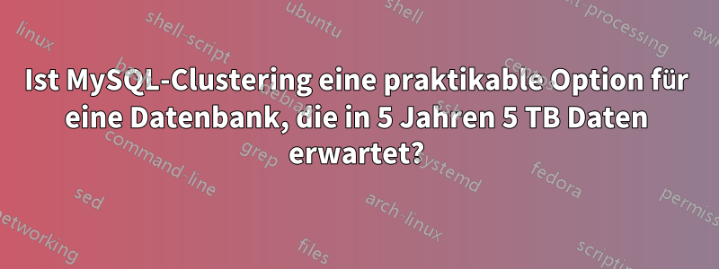 Ist MySQL-Clustering eine praktikable Option für eine Datenbank, die in 5 Jahren 5 TB Daten erwartet?