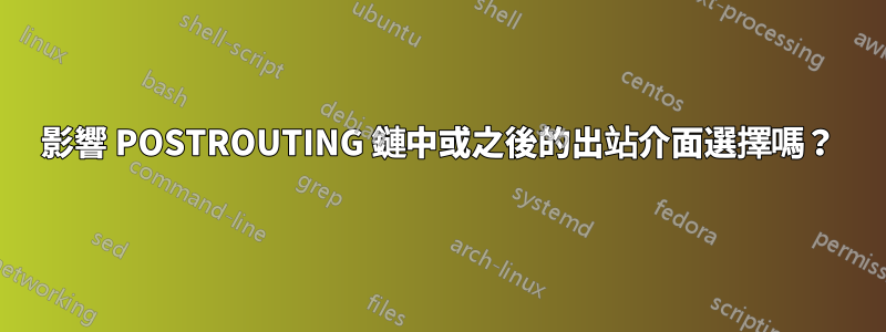 影響 POSTROUTING 鏈中或之後的出站介面選擇嗎？