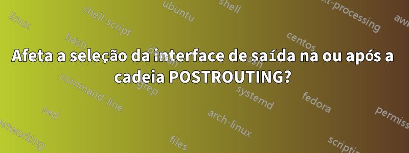 Afeta a seleção da interface de saída na ou após a cadeia POSTROUTING?