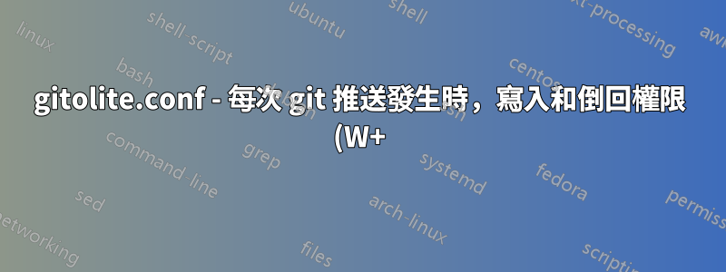 gitolite.conf - 每次 git 推送發生時,寫入和倒回權限 (W+) 都會遺失
