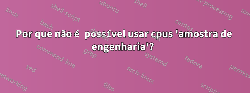 Por que não é possível usar cpus 'amostra de engenharia'? 