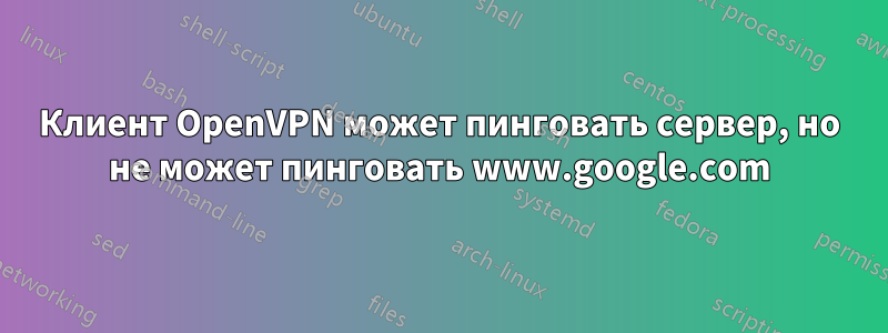 Клиент OpenVPN может пинговать сервер, но не может пинговать www.google.com