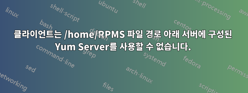 클라이언트는 /home/RPMS 파일 경로 아래 서버에 구성된 Yum Server를 사용할 수 없습니다.