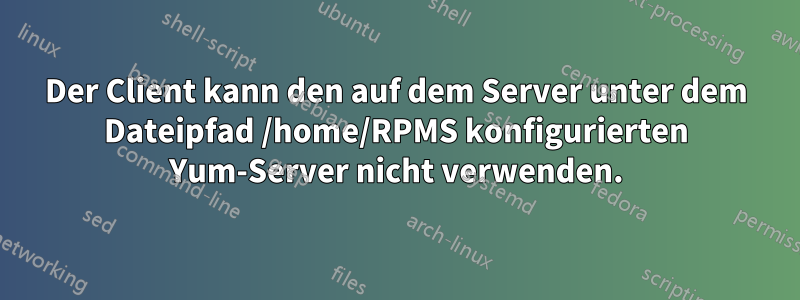 Der Client kann den auf dem Server unter dem Dateipfad /home/RPMS konfigurierten Yum-Server nicht verwenden.