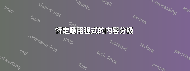 特定應用程式的內容分級