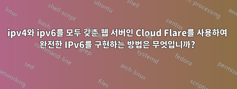 ipv4와 ipv6를 모두 갖춘 웹 서버인 Cloud Flare를 사용하여 완전한 IPv6를 구현하는 방법은 무엇입니까?