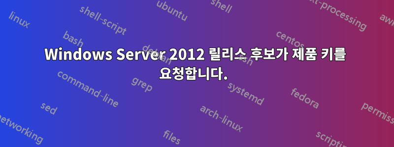 Windows Server 2012 릴리스 후보가 제품 키를 요청합니다. 