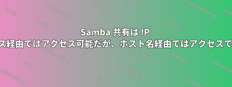 Samba 共有は IP アドレス経由ではアクセス可能だが、ホスト名経由ではアクセスできない