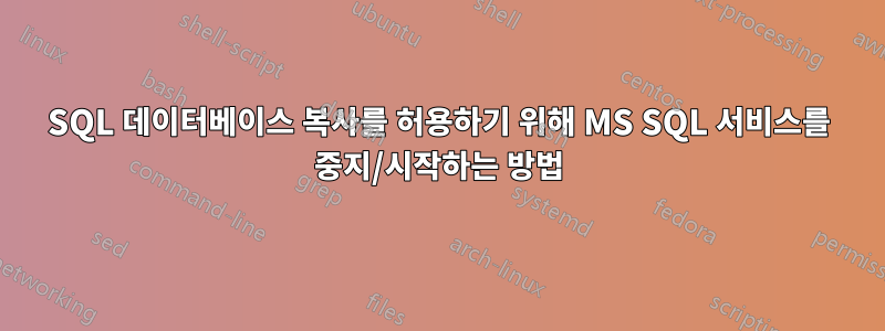 SQL 데이터베이스 복사를 허용하기 위해 MS SQL 서비스를 중지/시작하는 방법