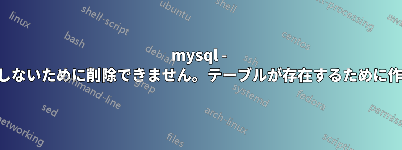 mysql - テーブルが存在しないために削除できません。テーブルが存在するために作成できません。