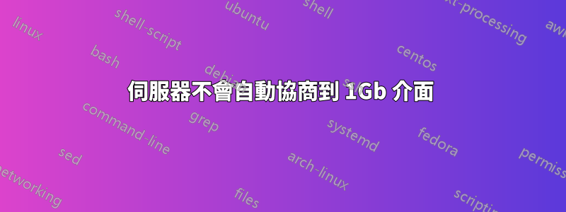 伺服器不會自動協商到 1Gb 介面